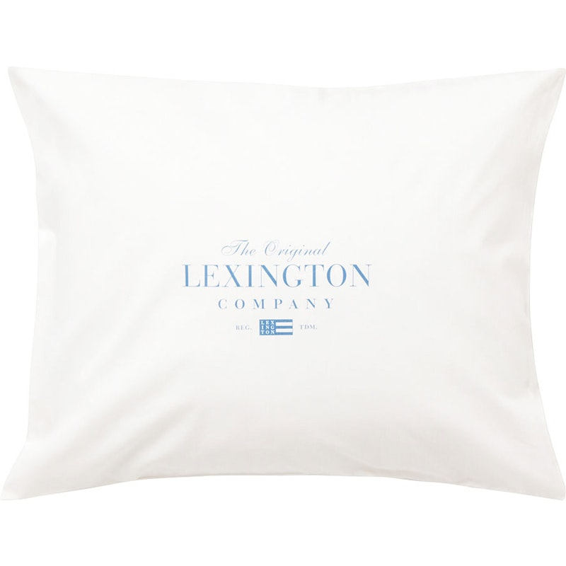 Printed Organic Cotton Pillowcase 50x60 cm, White/Blue