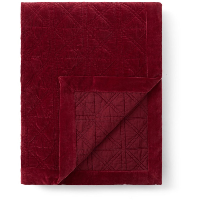 Quilted Organic Cotton Velvet Bedspread 260x240 cm, Red