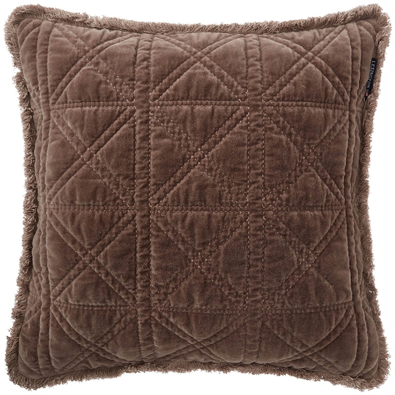 Rattan Quilted Organic Cotton Velvet Cushion Cover 50x50 cm, Brown