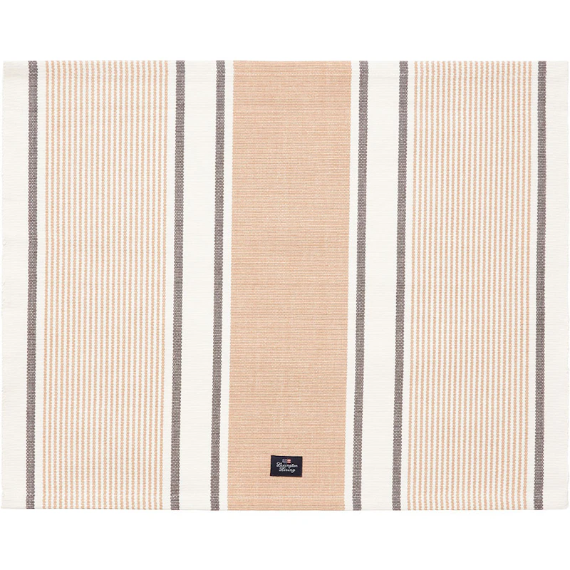 Striped Organic Cotton Rib Placemat 40x50 cm, Beige/White