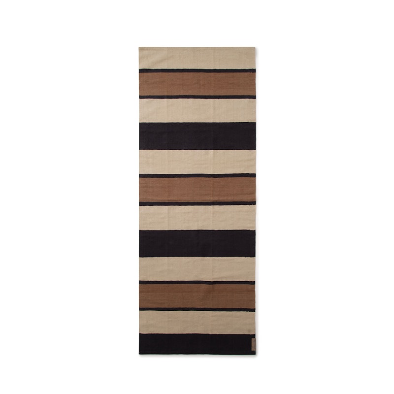 Striped Organic Cotton Rug Beige/Dark Grey, 170x240 cm