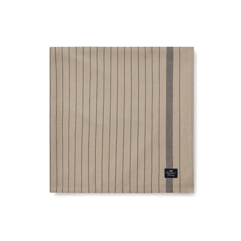 Striped Organic Cotton Tablecloth Beige/Dark Grey, 150x250 cm