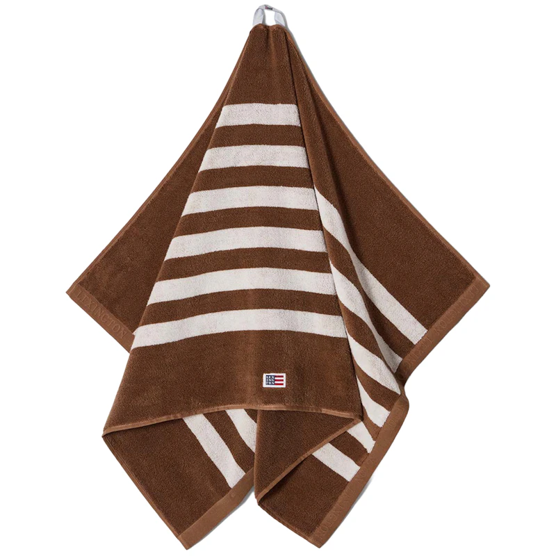Striped Terry Towel 100x150 cm, Fudge / Snow White