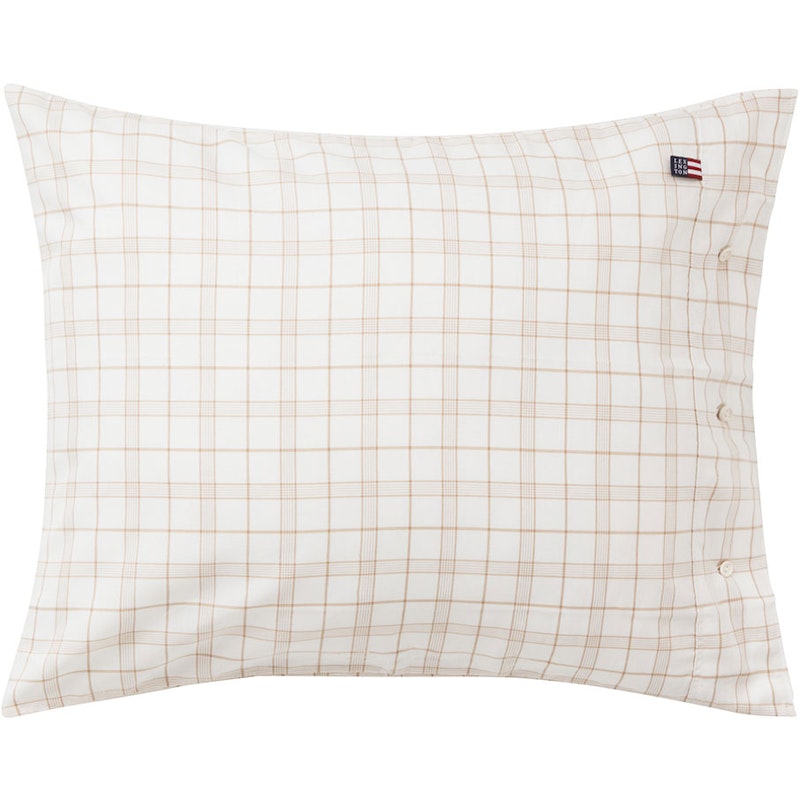 Checked Lyocell/Cotton Pillowcase 50x60 cm, White/Beige