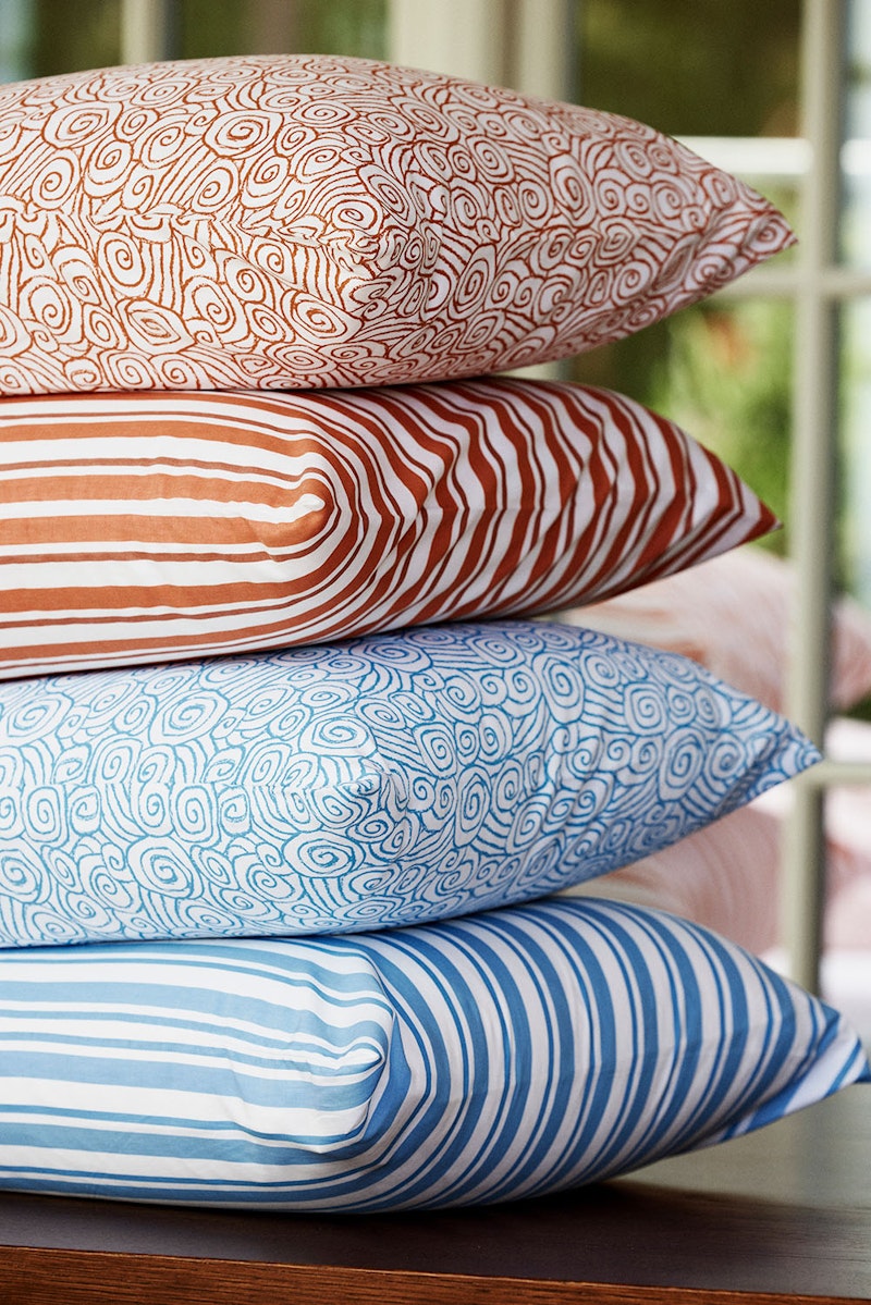 Striped Cotton Poplin Pillowcase 50x60 cm Blue RoyalDesign