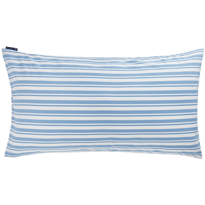 Striped Cotton Poplin Pillowcase, 50x90 cm Blue