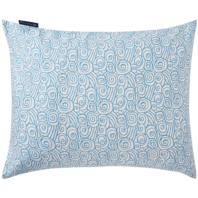 Wave Printed Cotton Sateen Pillowcase 50x60 cm, Blue