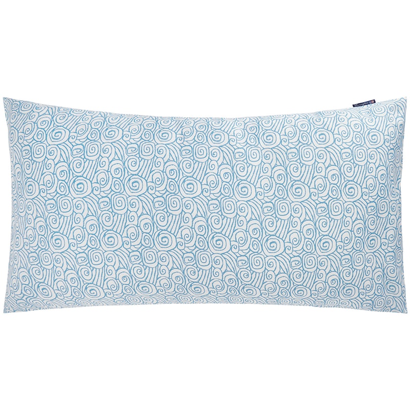 Wave Printed Cotton Sateen Pillowcase 50x90 cm, Blue