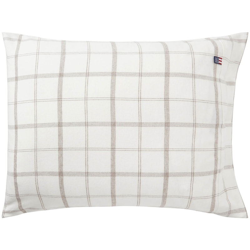 Checked Cotton Flannel Pillowcase 50x60 cm, Denim Blue/Brown