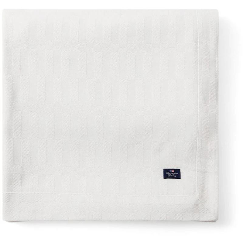 White Jacquard Cotton Tablecloth White, 150x350 cm