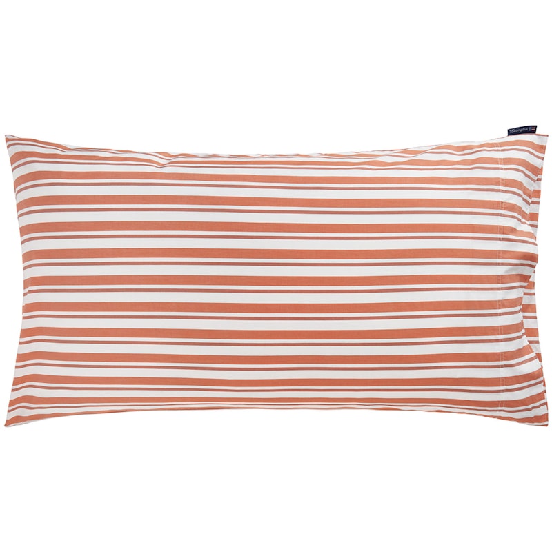 Striped Cotton Poplin Pillowcase 50x90 cm, Terra