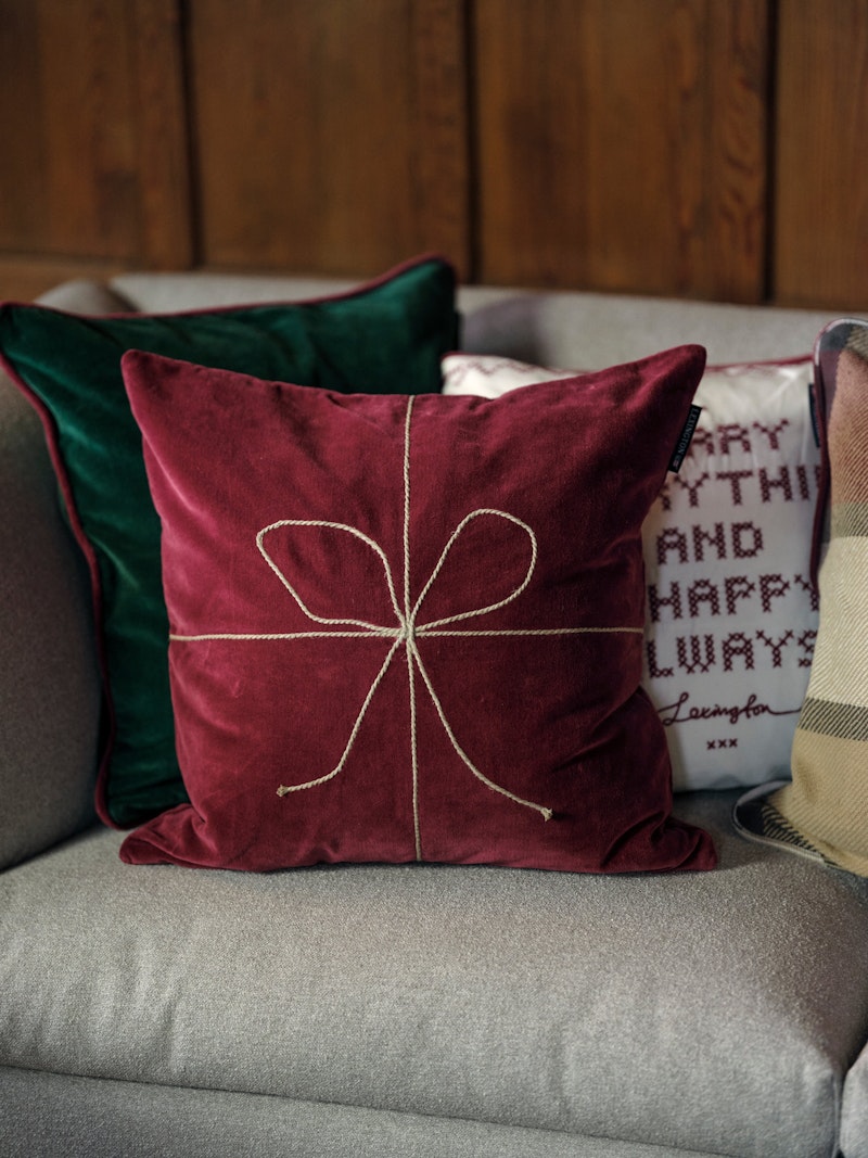 Wrapped Organic Cotton Velvet Cushion Cover 50x50 cm, Green