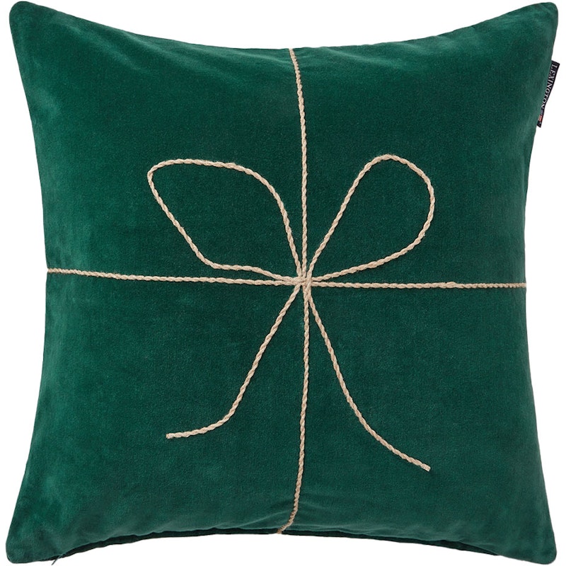 Wrapped Organic Cotton Velvet Cushion Cover 50x50 cm, Green / Beige