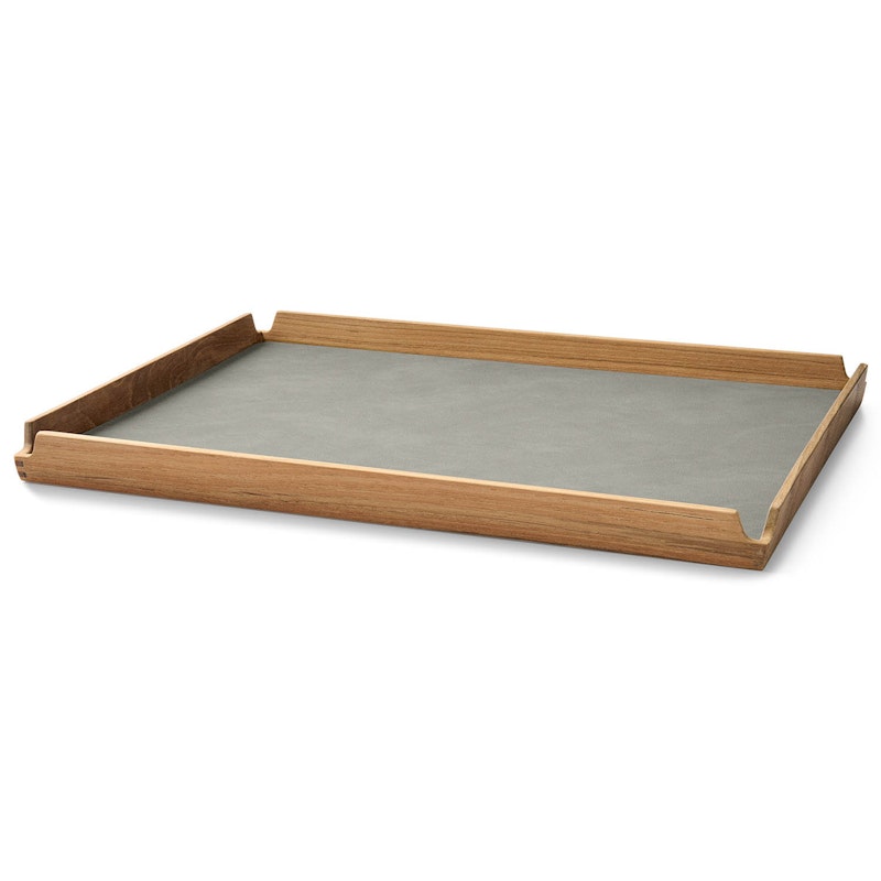 Airy Teak Tray Large, Light Grey