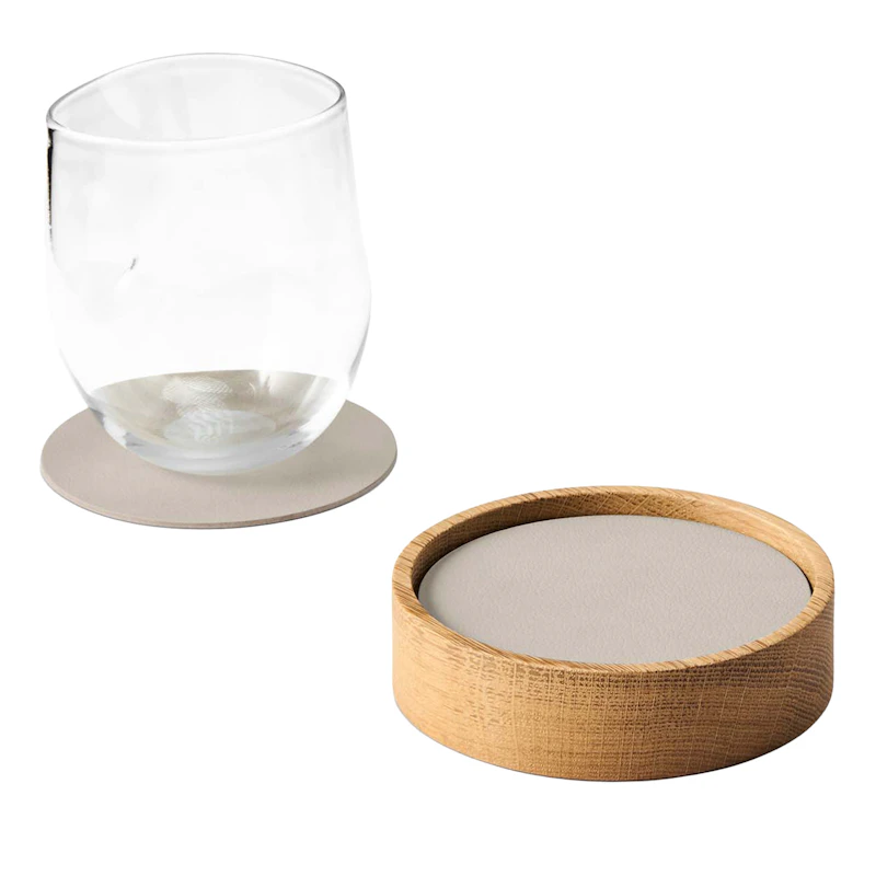 Circle S Box & Glass Coaster 8-pack, Oak / Oyster White