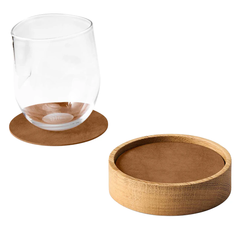 Circle S Box & Glass Coaster 8-pack, Oak / Nature