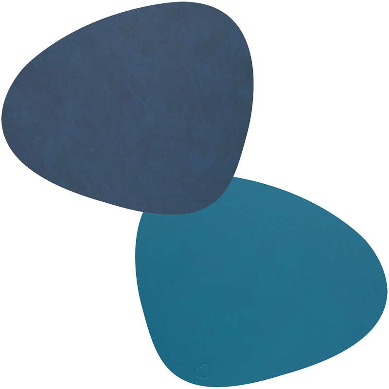 Curve L Reversible Table Mat 37x44 cm, Petrol/Midnight Blue