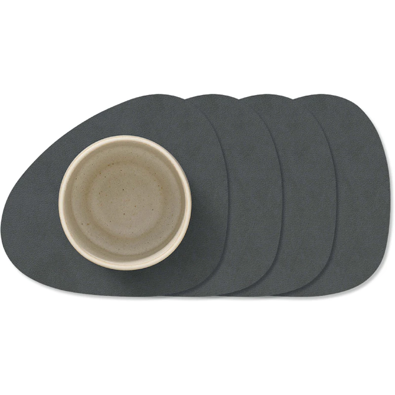 Curve Nupo Glass Coaster 4-pack, Anthracite
