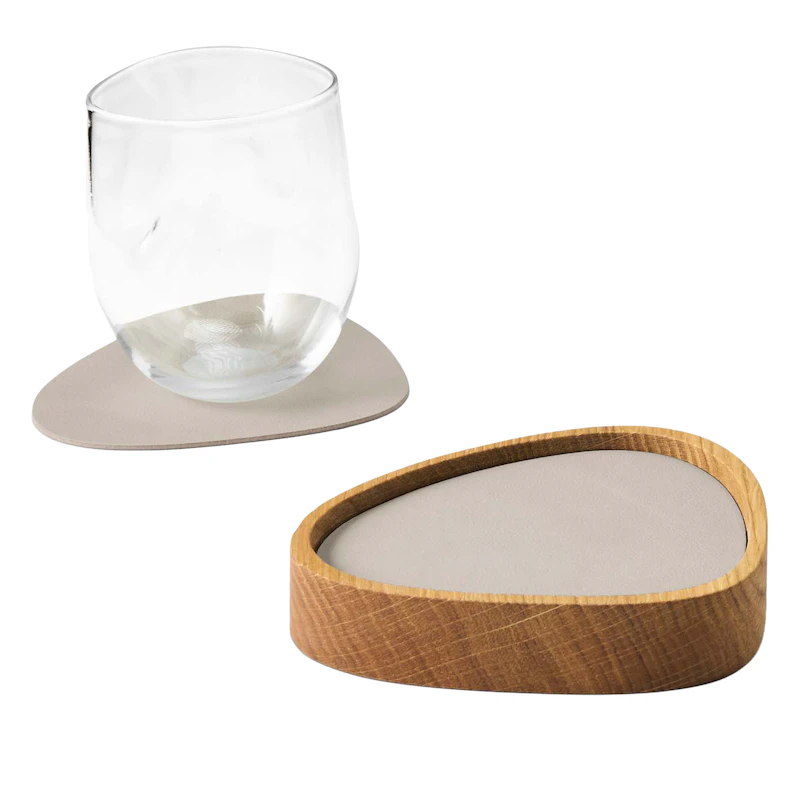Curve S Box & Glass Coaster 8-pack, Oak / Oyster White