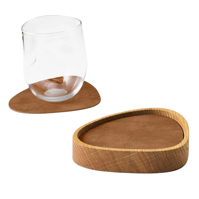 Curve S Box & Glass Coaster 8-pack, Oak / Nature