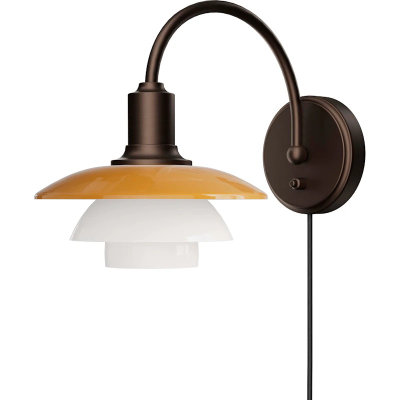 PH 2/2 Wall Lamp With Cord & Switch Centenary Edition, Amber / Opal White