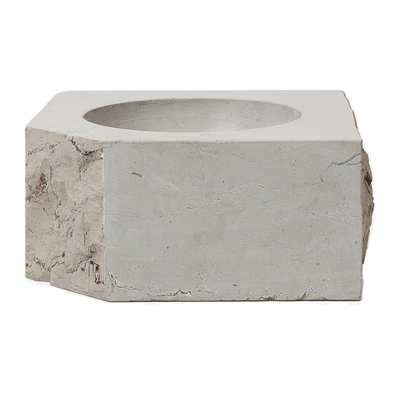 Gallery Object Low Square Candle Holder 8 cm, Grey Marble