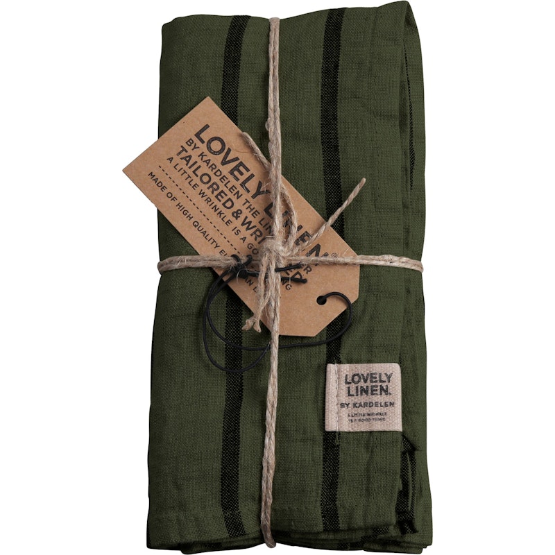 Lovely Napkins Linen 4-pack, Stripe Forest