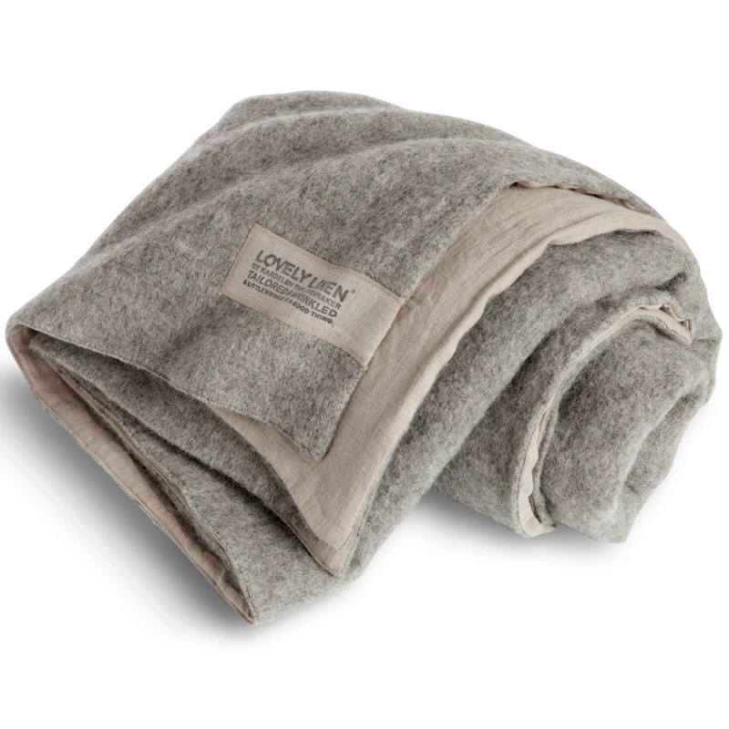 Lovely Wool Plaid 140x220 cm, Natural Beige / Grey