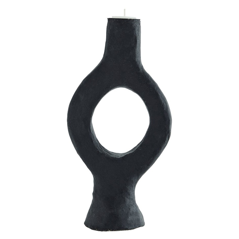 Candle Holder Recycled Paper Black, 32 cm