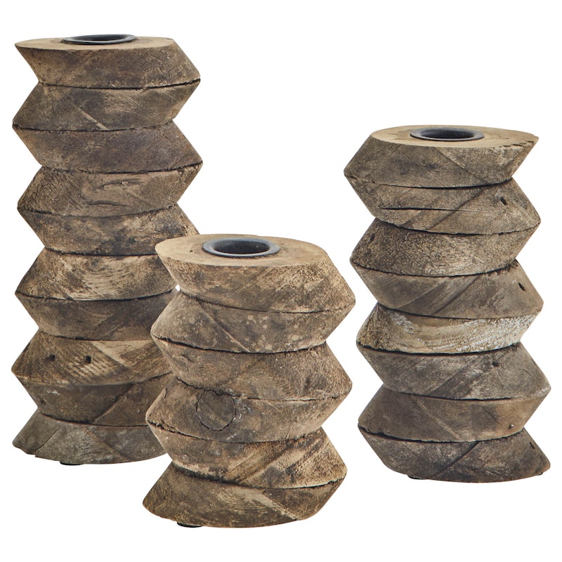 Candle Holders Wood, 3-pack