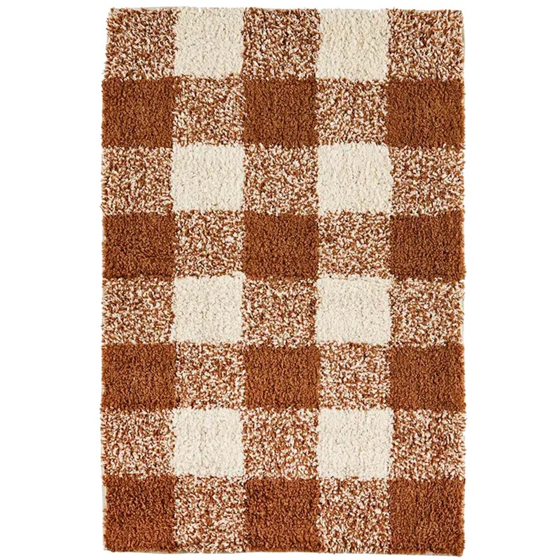 Checked Bathroom Rug 60x90 cm, Brown