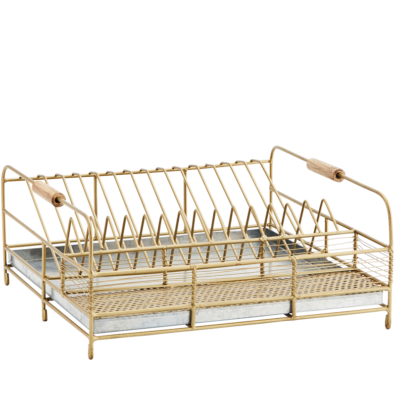 Iron dish rack with drip tray