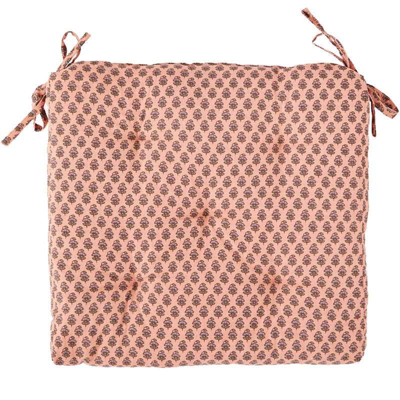 Printed cotton chair pad Seat Cushion 45x45 cm, Coral