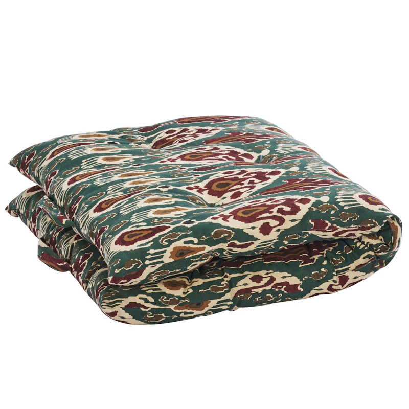 Printed cotton mattress Seat Cushion 60x100 cm, Green / Sand / Pumpkin