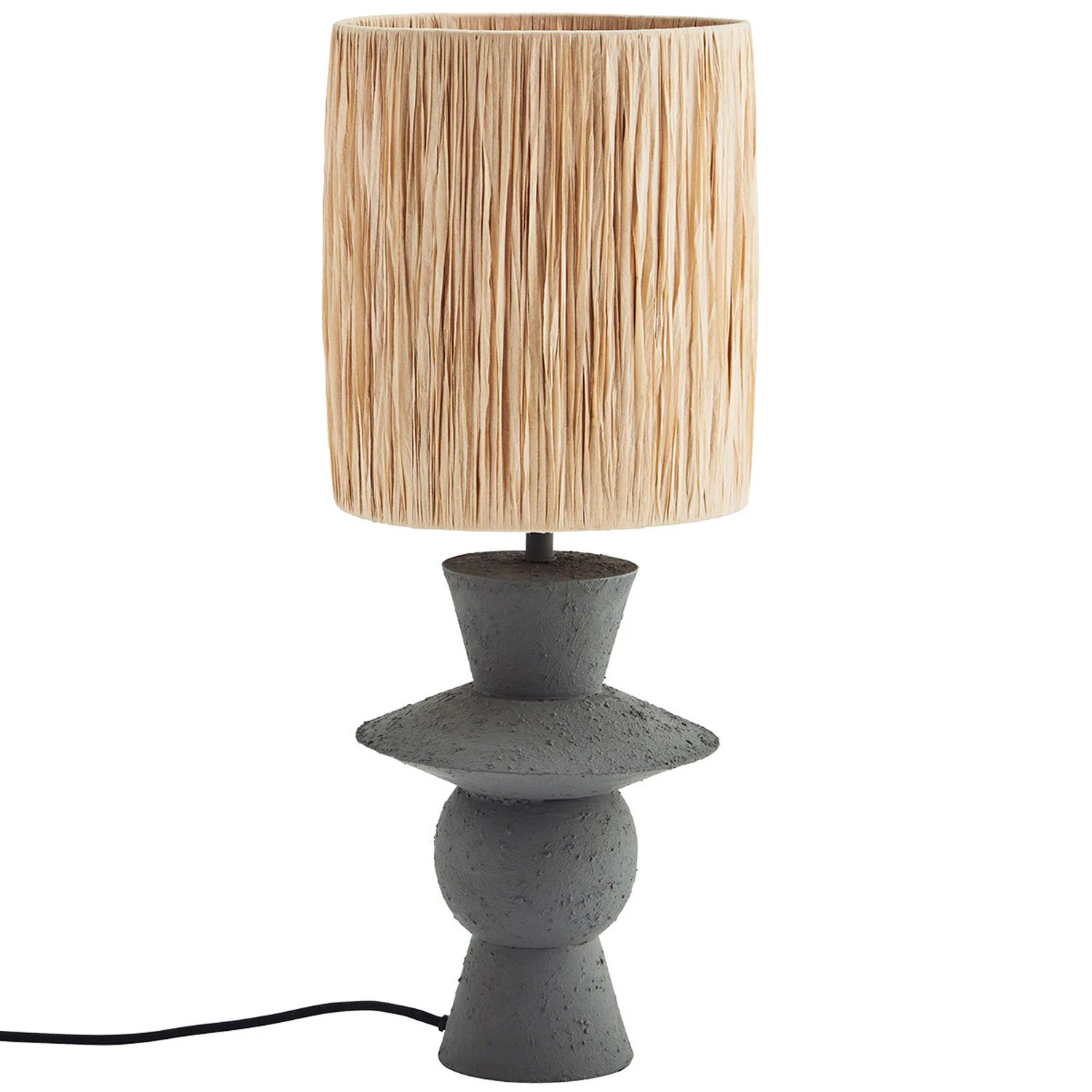 Table Lamp Raphia / Iron, Grey from Madam Stoltz | RoyalDesign.co.uk