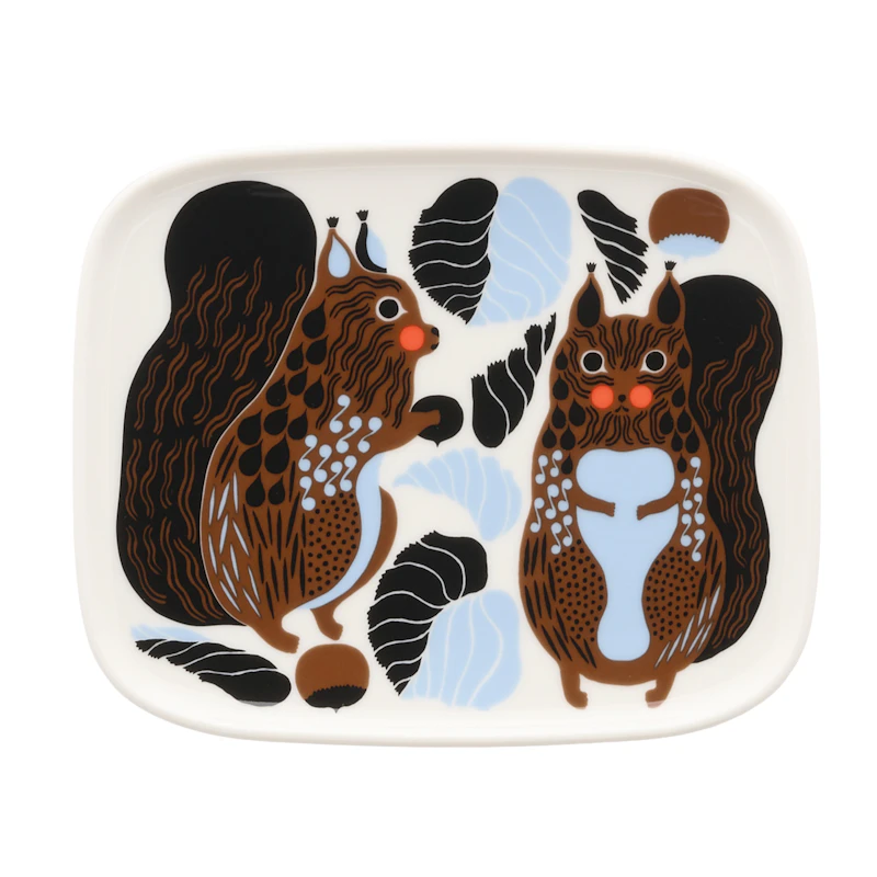 Kurre Plate 12x15 cm, Brown / Light Blue