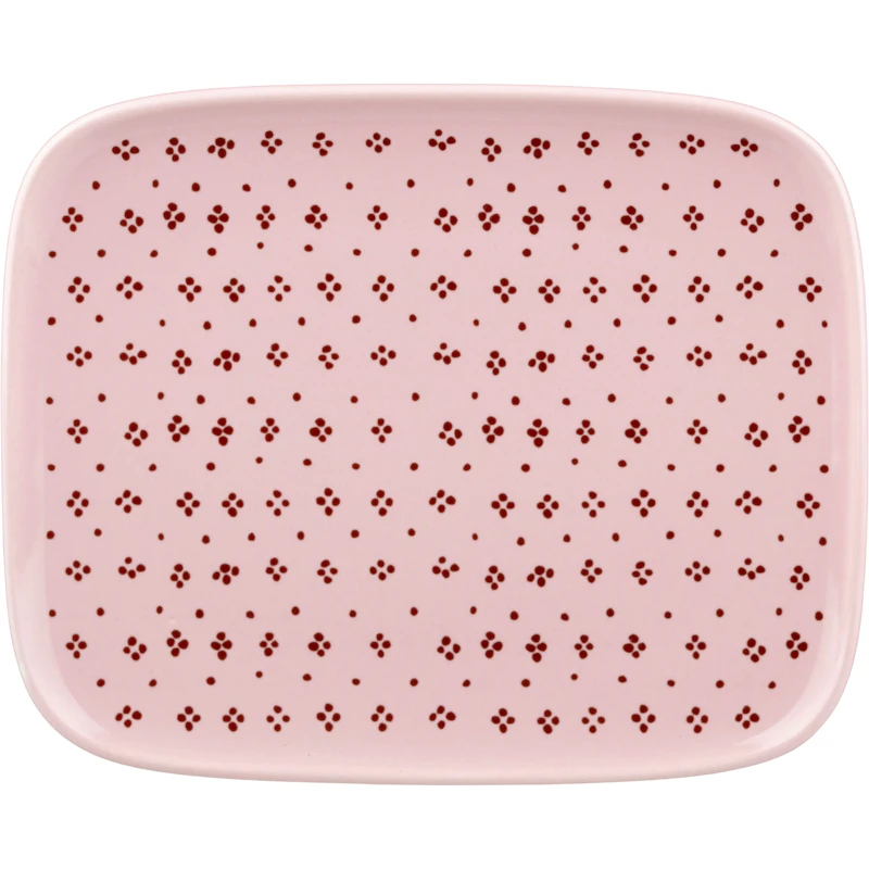 Muija Plate 12x15 cm, Pink / Chestnut