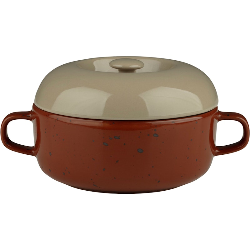 Oiva Bowl With Handles & Lid 50 cl, Reddish Brown / Terra