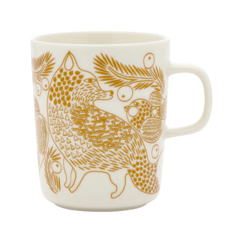 Oiva/Piirto Ketunmarja Mug 25 cl, White / Bronze Brown