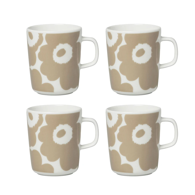 Oiva / Unikko Mug 25 cl 4-pack, Beige / White