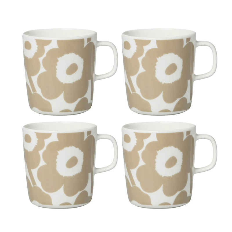 Oiva / Unikko Mug 40 cl 4-pack, Beige / White