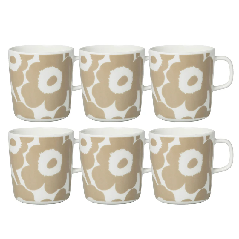 Oiva / Unikko Mug 40 cl 6-pack, Beige / White