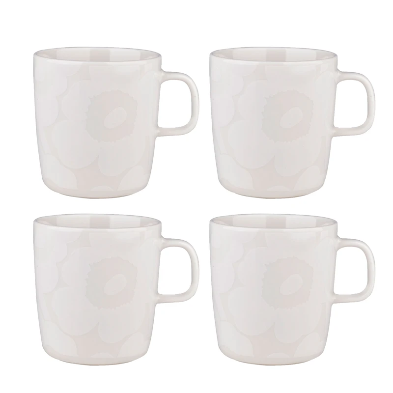 Oiva / Unikko Mug 40 cl 4-pack, White