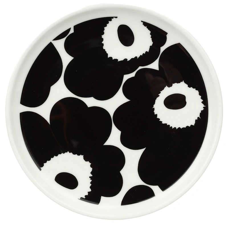 Oiva/Unikko Plate 13,5 cm, Black / White