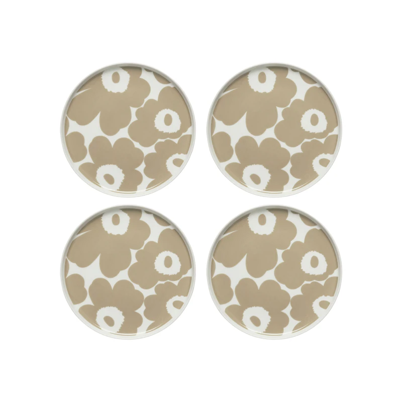 Oiva / Unikko Side Plate 20 cm 4-pack, Beige / White