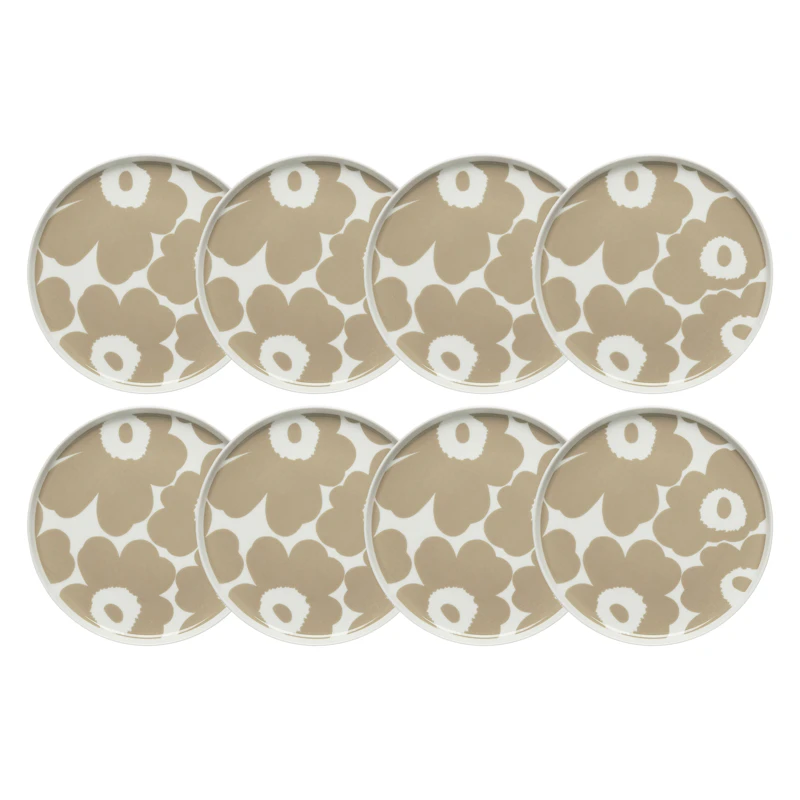 Oiva / Unikko Side Plate 20 cm 8-pack, Beige / White