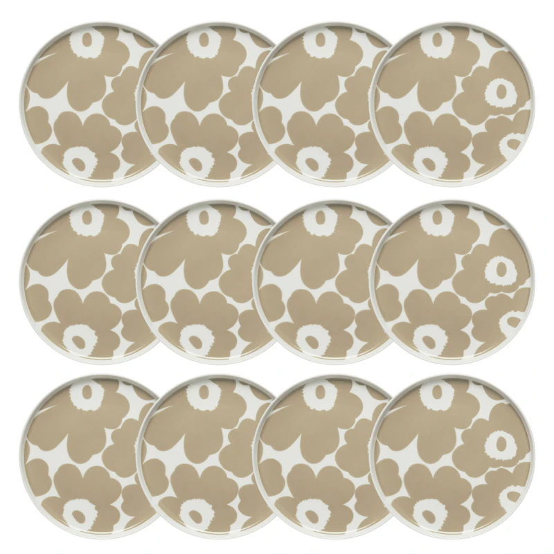 Oiva / Unikko Side Plate 20 cm 12-pack, Beige / White