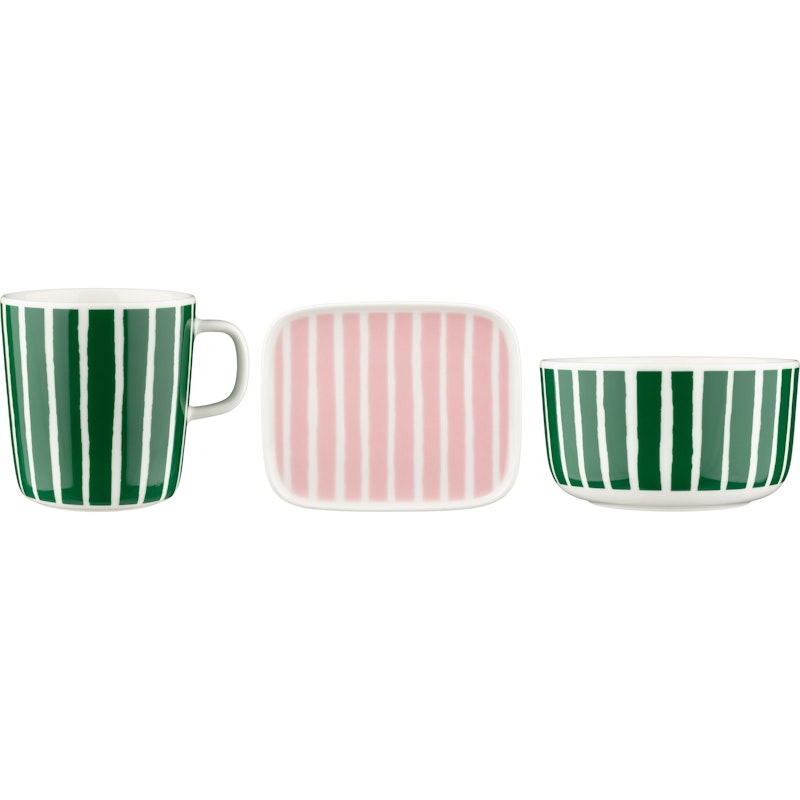 Piccolo Breakfast Set 3-pack, White / Pink / Green