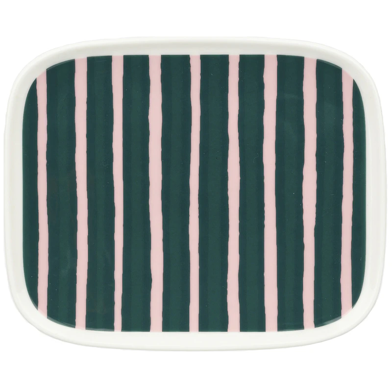 Piccolo Side Plate 12x15 cm, Dark Green / Pink