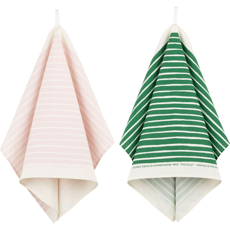 Piccolo Kitchen Towel 43x70 cm 2-pack, White / Pink / Green